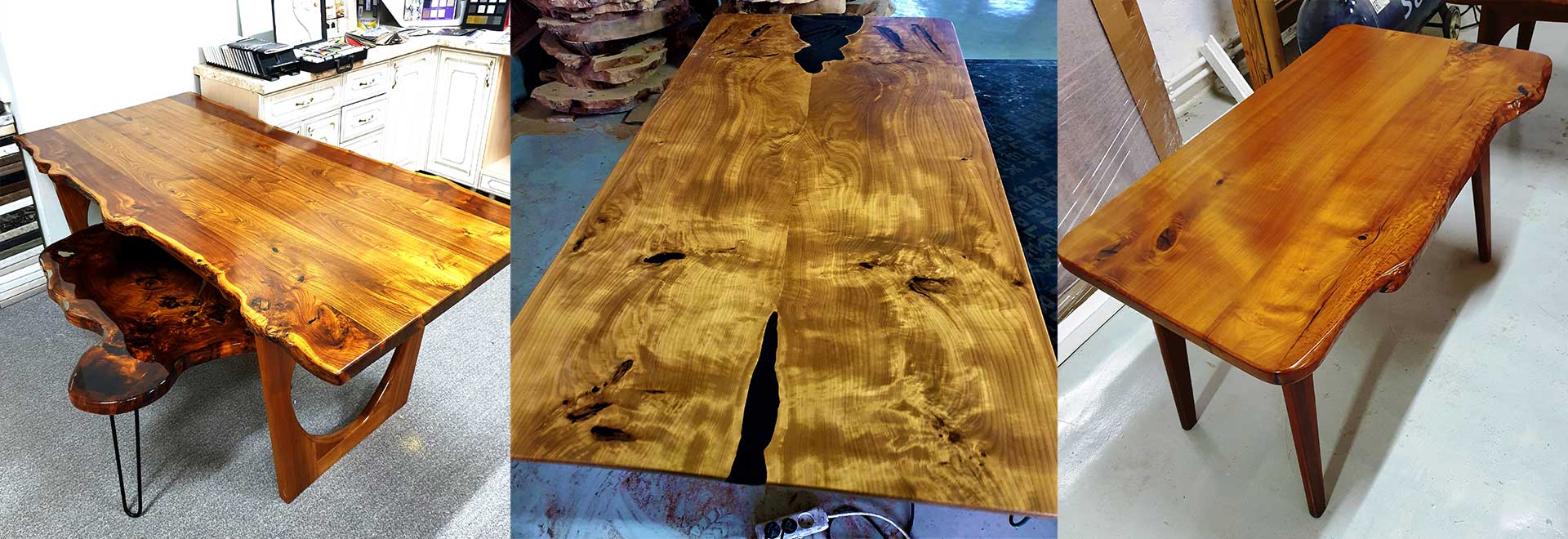 столы изготовленные из слэба дерева